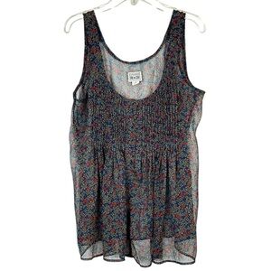 Converse One Star Sheer Fairy Grunge Floral Babydoll Pintuck Tank Top Size M